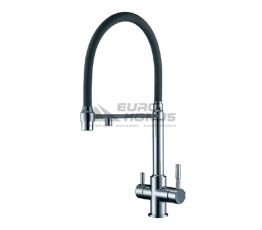 FABIANO Смеситель для кухни на две воды двухрычажный FKM 31.43 Inox Black (8231.403.0056)